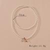 European and American Simple Imitation Pearl Multi-layer Necklace Retro Fashion Round Iron Plate OT Buckle Pendant Accessories