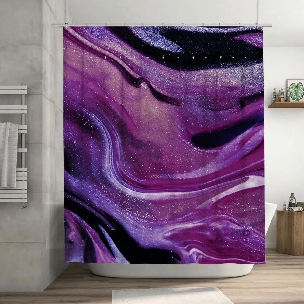 Luxury Purple Galaxy Shower Curtain Waterproof Bathroom Decor Fabric Backdrop Extra Long Size for Bathtub Spa Showers