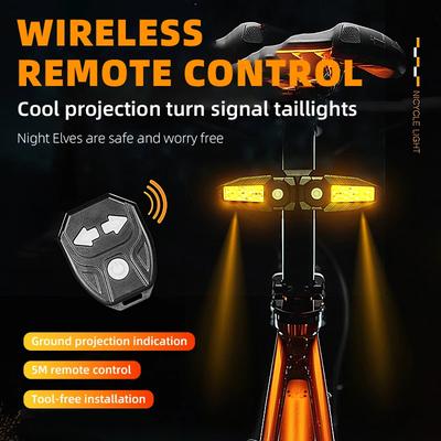 Bicycle Remote Steering Projection Taillight - 5 Modes Universal Night Safety Warning Light for Mountain/Road Bikes