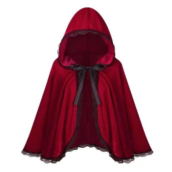 European and American animation peripheral costumes cosplay costumes Little Red Riding Hood hooded cape red cape lace edge
