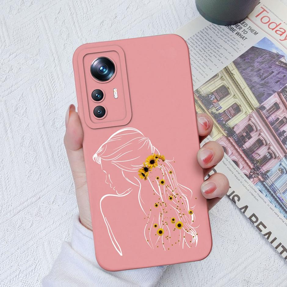 

For Xiaomi 12 12X 12S Case Matte Liquid Silicone Shell For Xiaomi12 12 X 12 S Pretty Butterfly Cartoon Style Prevalent Fundas Xiaomi 12