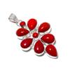 Natürlicher roter Korallen-Edelsteinanhänger aus 925er Sterlingsilber – handgefertigtes Blumendesign aus roter Koralle, perfekt als Geschenk, für Partys und Eleganz im Alltag