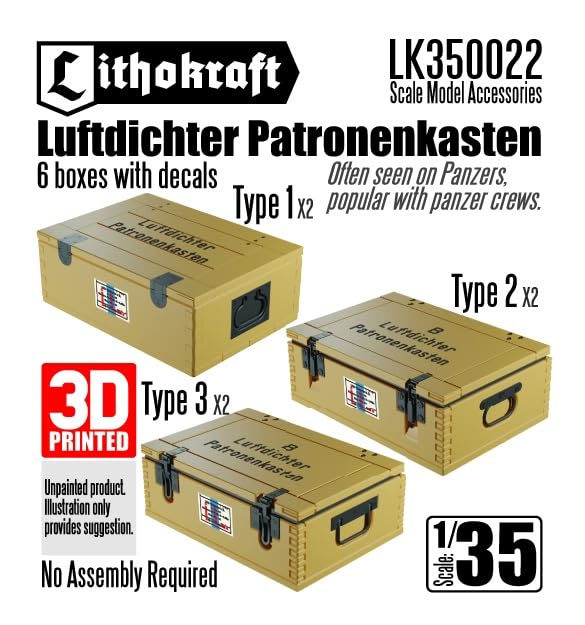 Rithocraft WW2 Germany Waterproof Ammunition Box Plastic Model Parts LK350022 1/35 (6 pieces) (Tank)
