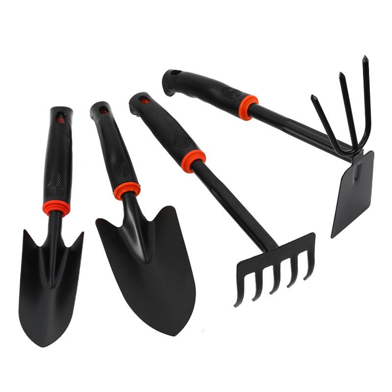 Three-Piece Gardening Tool Set: Small Shovel, Rake, and Hoe for Planting, Weeding, and Clamming