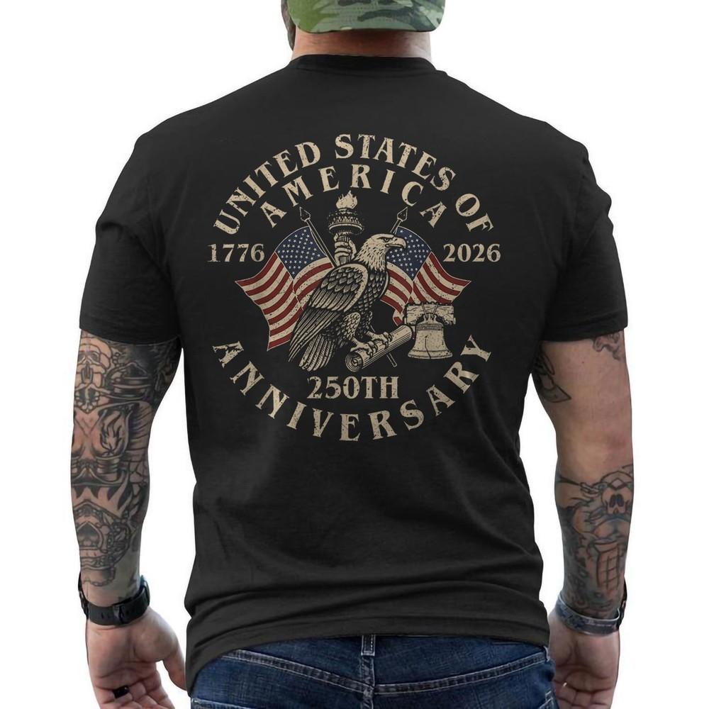 250 Years American Flag 250th Anniversary We The People Patriotic ON BACK Unisex T-Shirt XL