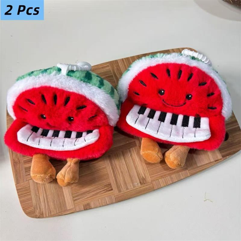 1/2 Pcs Cute Watermelon Piano Plush Toy Dolls Keychain Pendant Bag Hanging Ornament Stuffed Toys Girl Christmas Decor Kids Gifts