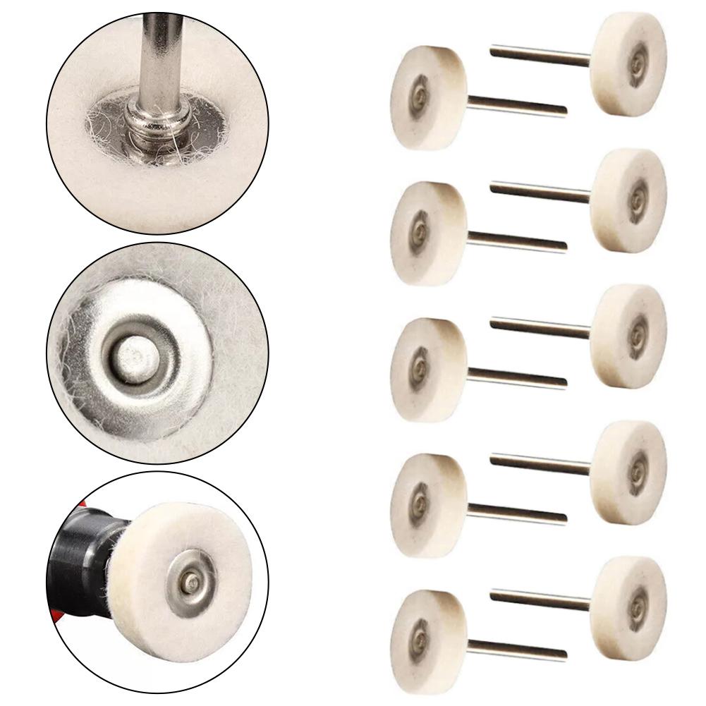 10pcs 25mm Wool Felt Polishing Wheels with Buffer Pad for Electric Grinder, Mini Polishing Kit for Metal, Rust, Oxide Removal