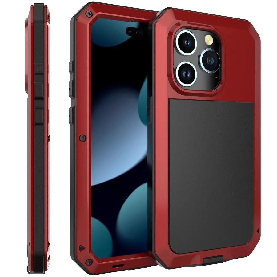 Shockproof Doom Aluminum Cover Tank Metal Case for IPhone 17 Air 16e 17e 16 15 14 Plus 13 12 11 Pro XS Max XR 8 7 Glass Screen
