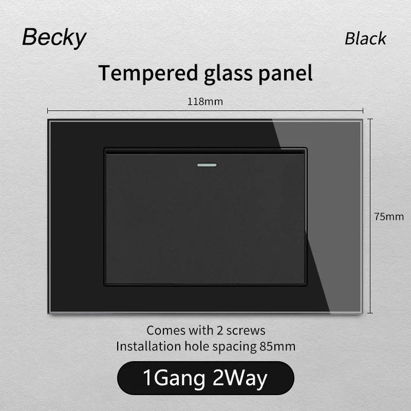 

Black Italy Standard 3 Hole Glass Panel Switch USB Type-C Socket Chile Wall Switch Socket Net TV Tel Sat Switch Socket 118x75mm
