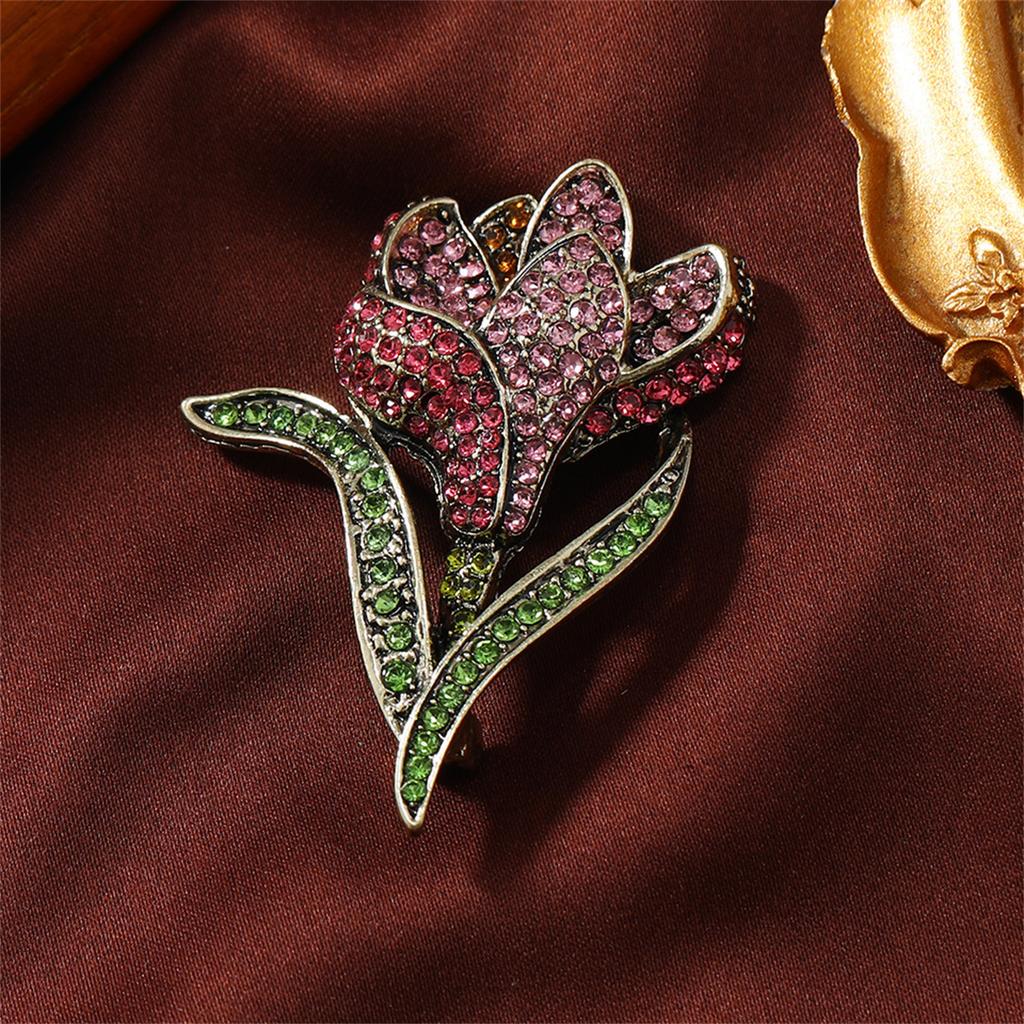 1Pc Korean Version Creative Tulip Brooch Luxurious Personalized Pin Romantic Retro Y2K Jewelry Accessories Party Birthday Gift