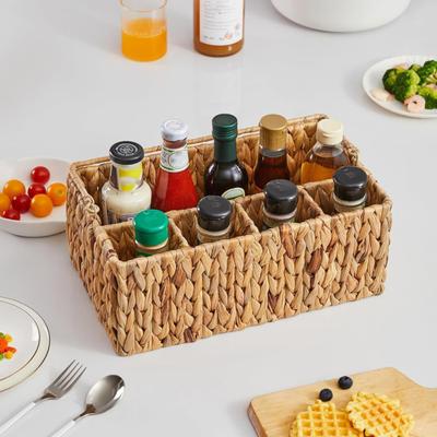 Utensilienkorb mit 5 Fächern Handgeflochtener Aufbewahrungskorb mit Griff Rustikaler Besteck-Organizer für Picknick, BBQ, Küchenarbeitsplatte