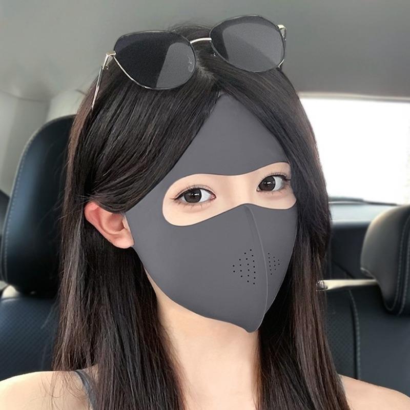 New Summer Ice Silk Sunscreen Mask Full Face Sun Protection Mask Forehead Thin Section Breathable Anti Ultraviolet Face Masks