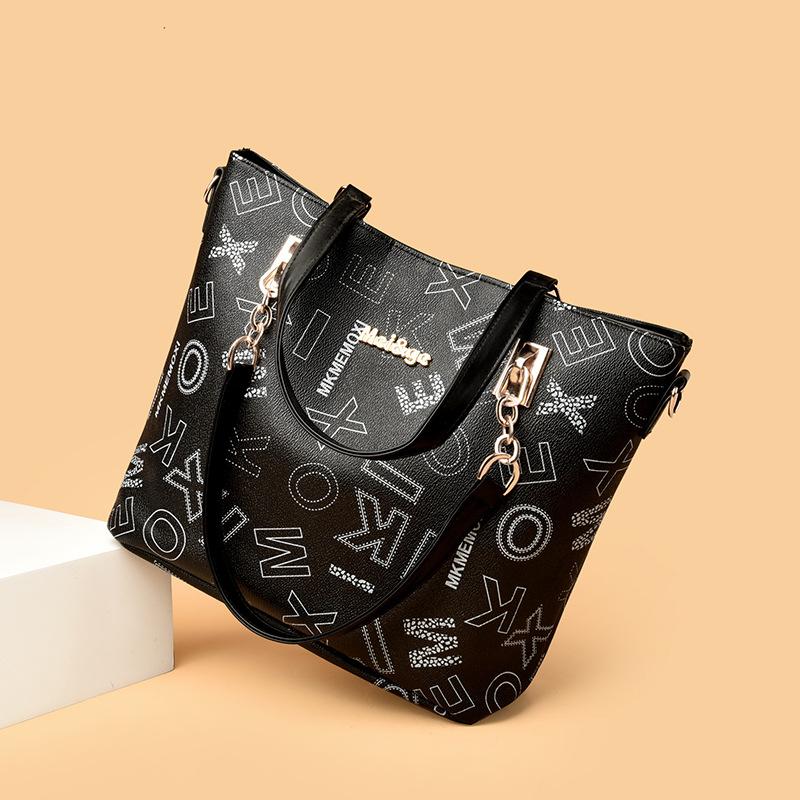 Women's bag, shoulder messenger bag, contrasting color splicing handbag, large-capacity child and mother bag, six-piece set