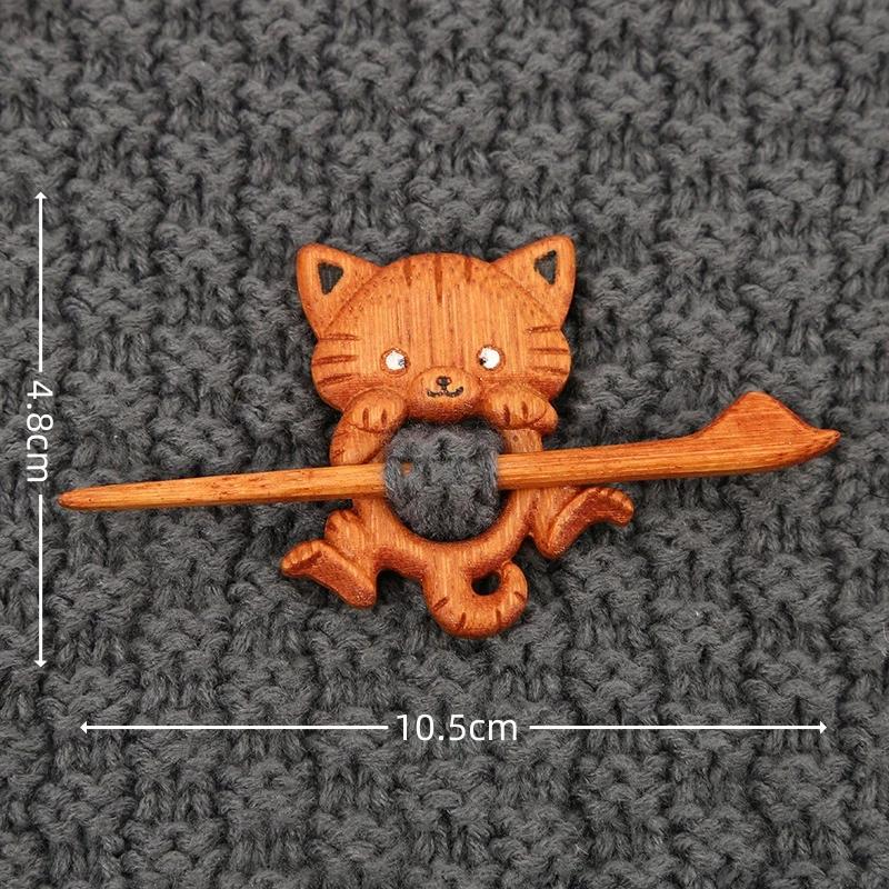 

Wooden Brooch Cartoon Cute Cat Fox Dog Animal Pattern Diy Craft Badge Funny Pin Shawl Scarf Brooch Clothing Accessory