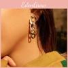 Alloy Geometric Fashionable Stud Earrings For Women With Sparkling Chain Style