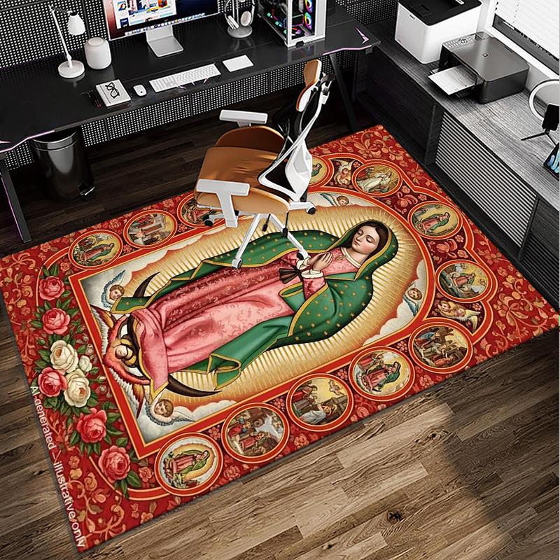 Our Lady Of Guadalupe Maria Office Rug Chair Mat, Entryway Carpet, Suitable for Front Door, Bedroom, Living Room, Desk, Holiday Gift
