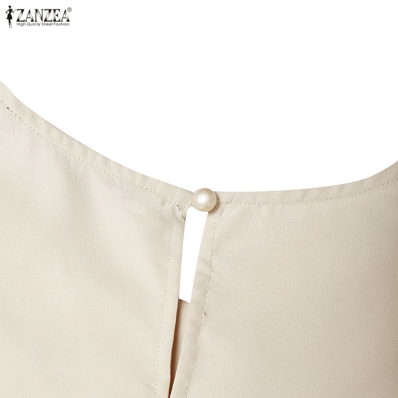 ZANZEA Women Casual Round Neck Solid Color Short Sleeve Dress