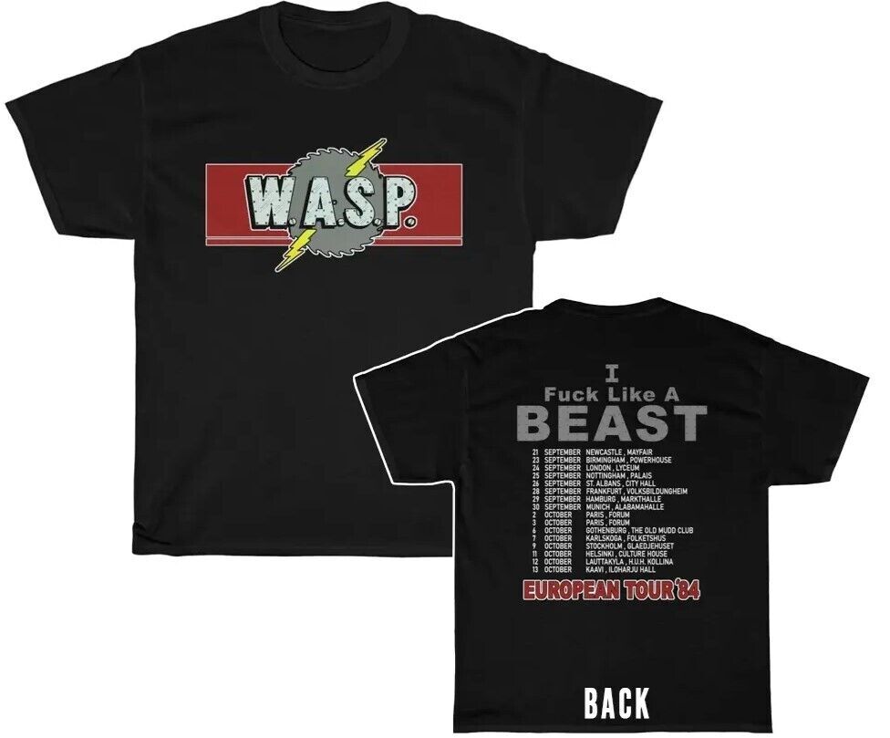 WASP 1984 “I Like A Beast” European Tour Unisex Short Sleeve T-Shirt For Fans Unisex T-Shirt XL
