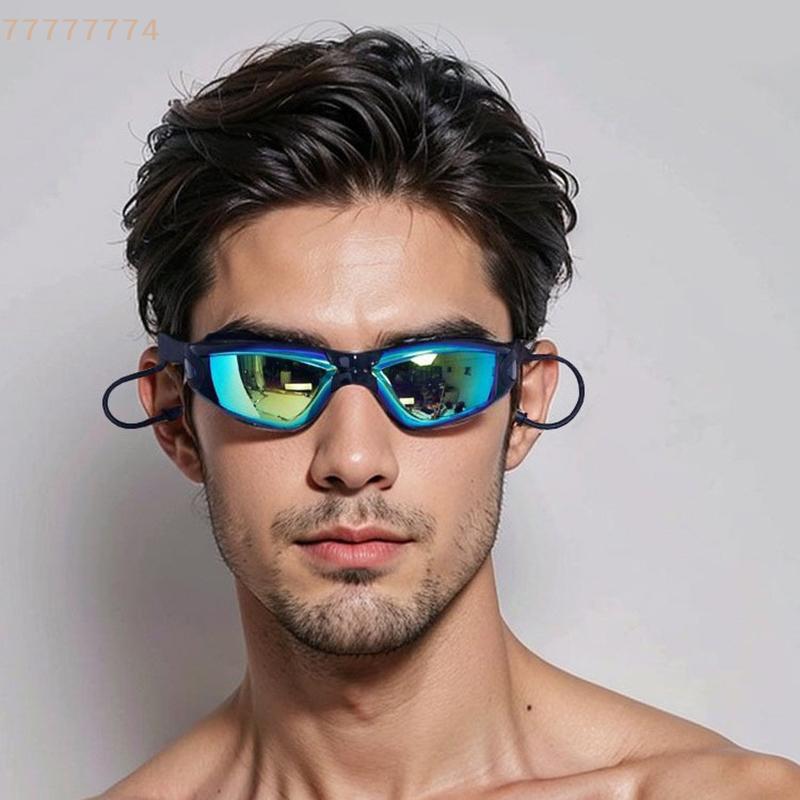 Professional Swimming Goggles with Ear Plugs for Men HD Anti-Fog UV Protection Waterproof Silicone Adjustable Clear Glasses