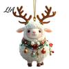 Reusable Christmas Party Favors Cute Animal Ornament, 2D Flat Sheep Dog Double-Sided Tree Hanging Supplies Acrylic Xmas Decoration for Lovers Holiday