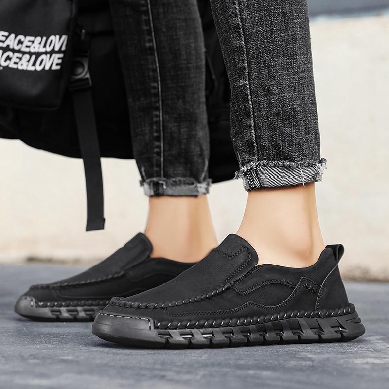 Men‘s Casual Shoes Handmade Leather Loafers Comfortable Men's Shoes Leather Flat Moccasins Men Sneakers