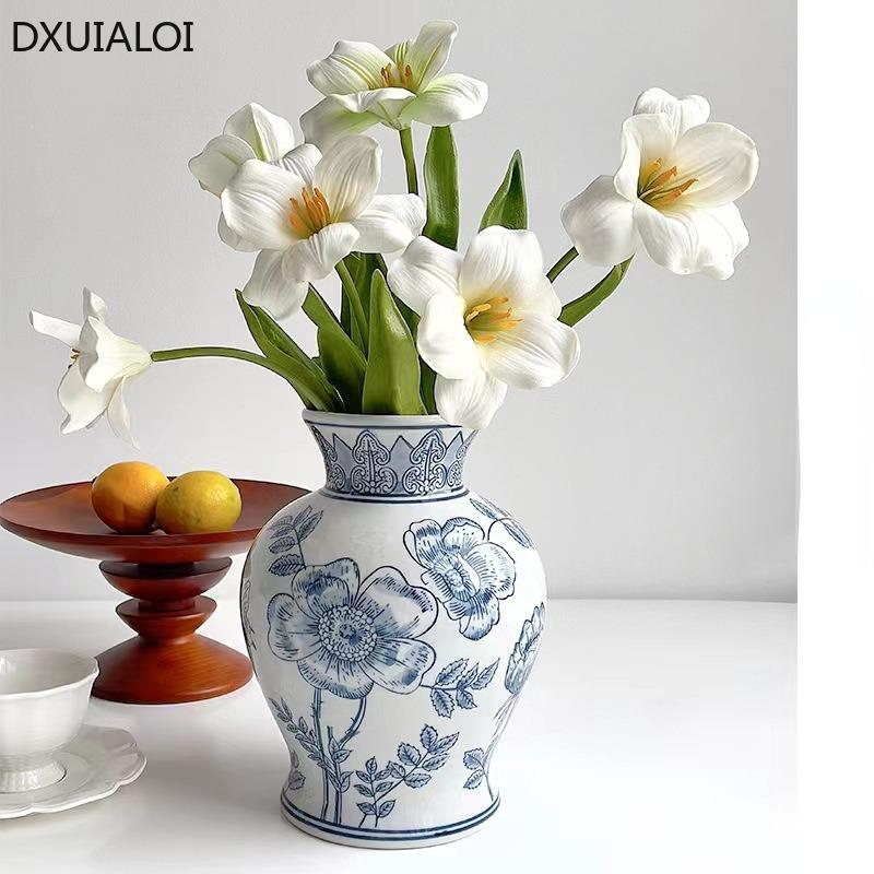 Jingdezhen Ceramic Vase  Blue and White Porcelain Vase Hydroponic Flower Apparatus Home Decoration Accessories Desktop Ornaments