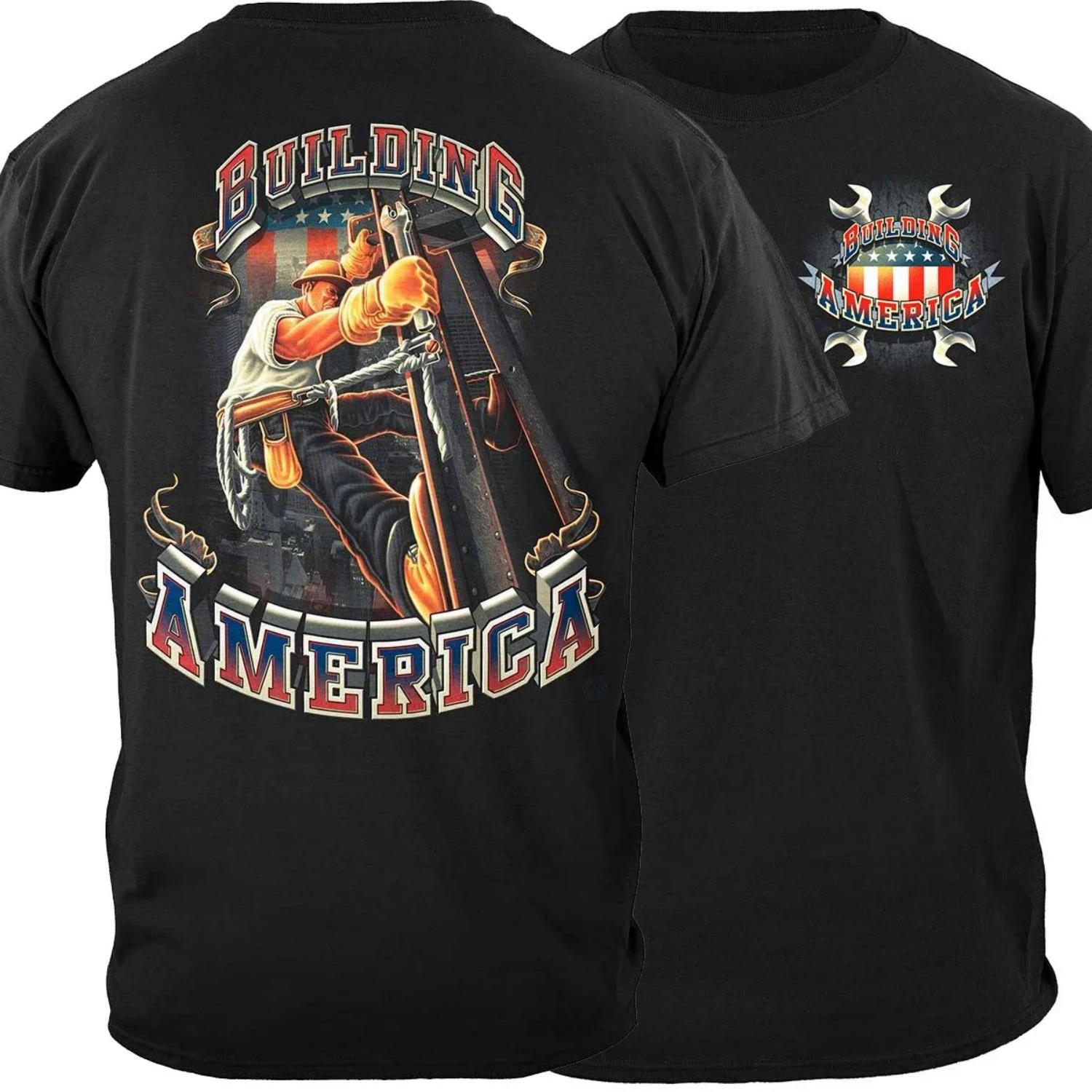 

Proud Profession America Building Worker Gift T Shirt New 100% Cotton Short Sleeve O-Neck T-shirt Casual Mens Top XXXXXL чорний