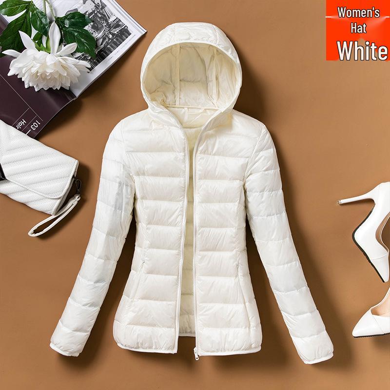 2023 Women's Lightweight Hooded Slim Down Jacket - Short, Fashionable, Plus Size, Autumn/Winter Outerwear