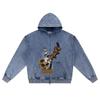 DTG Print Knitted Denim Zip-Up Hoodie Popular Machine Brother Print Zipper Hoodies  