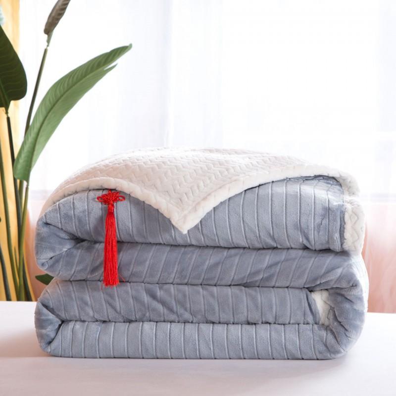 Double-Layer Thick Fleece Blanket Coral Velvet Throw Bed Office Sofa All Season Soft Warm