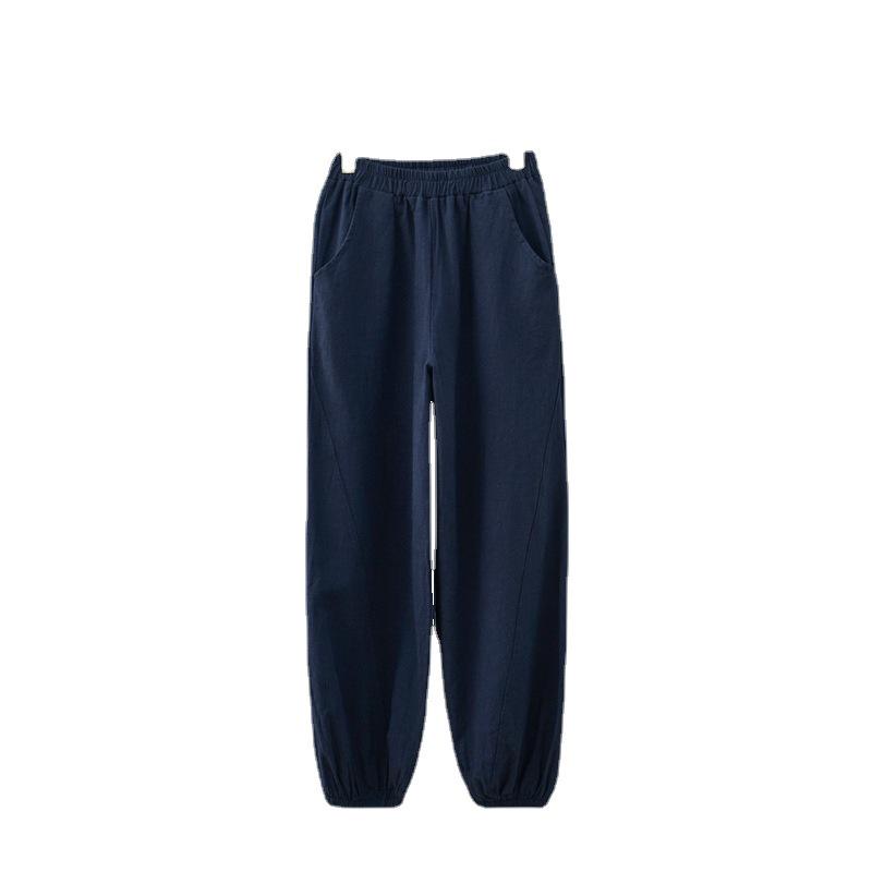 Damen Retro Ramie Baumwolle Leinen Yoga Laternenhose - Sandgewaschen, Zen Meditation Stil