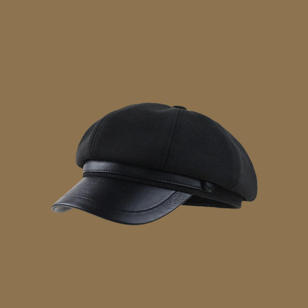 

Женский берет в стиле ретро, осенне-зимняя шляпа художника, элегантный берет из искусственной кожи, женский чёрный