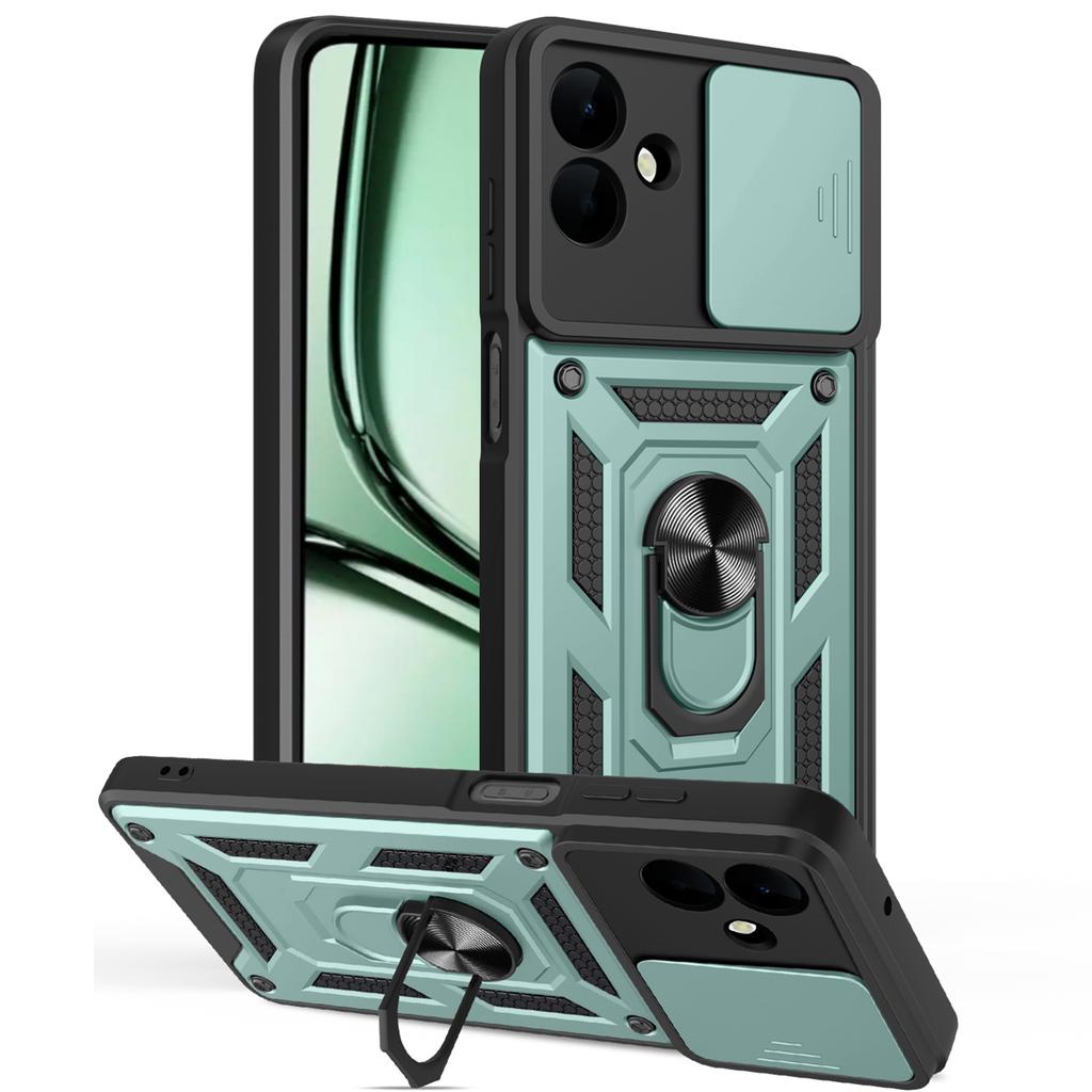 AMORUS For Samsung Galaxy A07 4G Case Kickstand PC+TPU Phone Cover with Camera Lens Slider