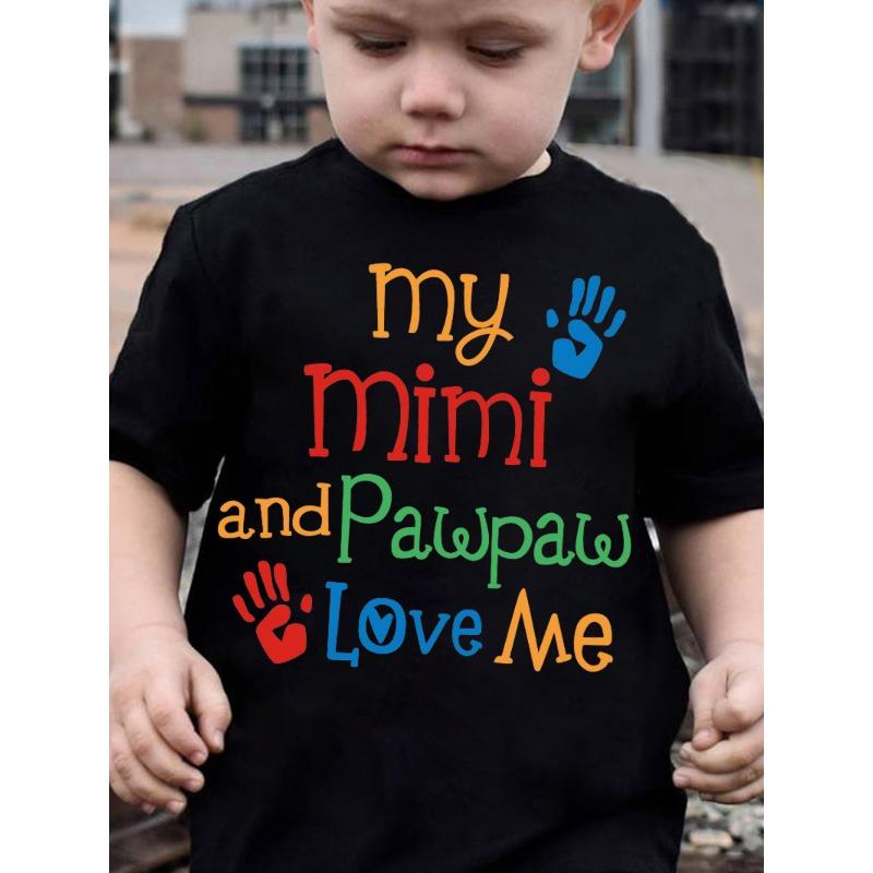 European sizes Summer Boys Fashion Short Sleeve My Mimi And Pawpaw Love Me Letter Print Casual Outdoor Top 98cm чёрный