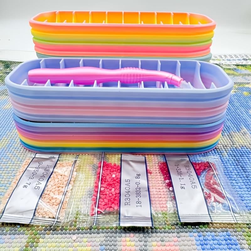 10-Hole Diamond Painting Storage Organizer Box – Includes Diamond Pen &Storage Bags,Essential Accessory for Crafters&Enthusiasts