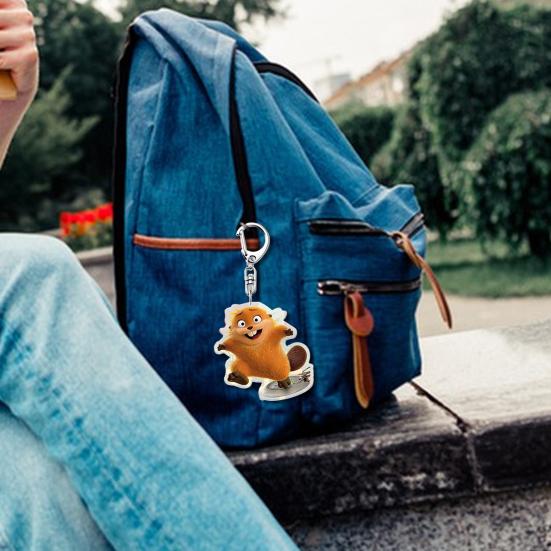 1/6Pcs Keychain Transparent Acrylic Finish Lightweight Keychain Cartoon Beaver Design Expressive Character Key Holder Bags Phone Accessories