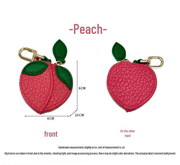 Fresh Style Leather Fruit Coin Purse Keychain Charm