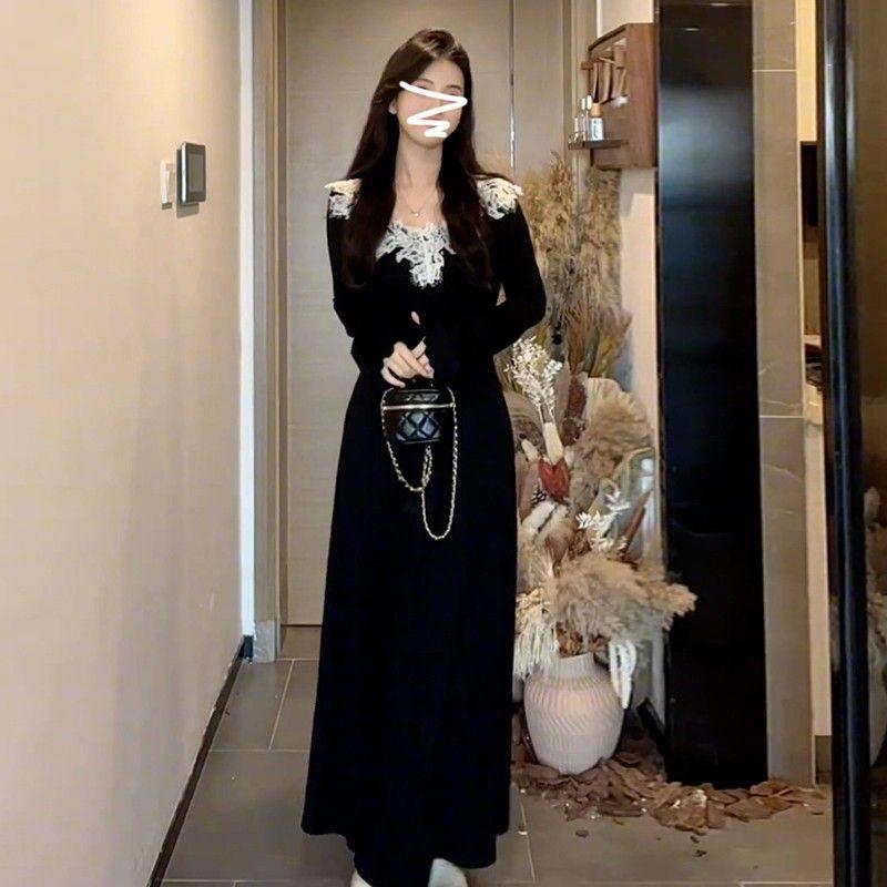 French Beautiful Hepburn Style Black Dress Children Autumn and Winter 2026 New High-end Waist and Thin Dress