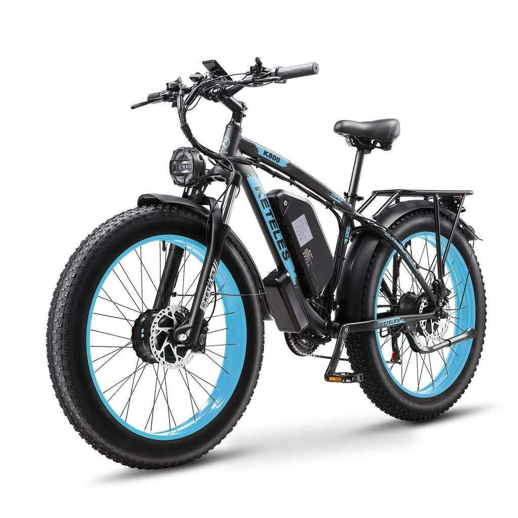 KETELES K800 Dual Motor Electric Bike with 2000W, 48V 23AH Battery, 26" Fat Tires, Lockable Suspension Fork Road E-Bike