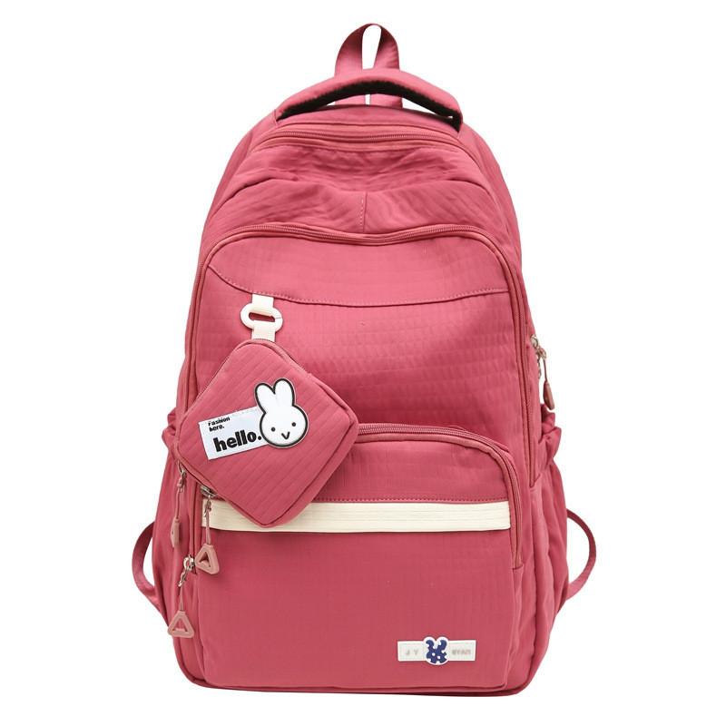 Trendy Large Capacity Backpack For Middle School High School College Students In Green Purple Pink Black And Brick Red