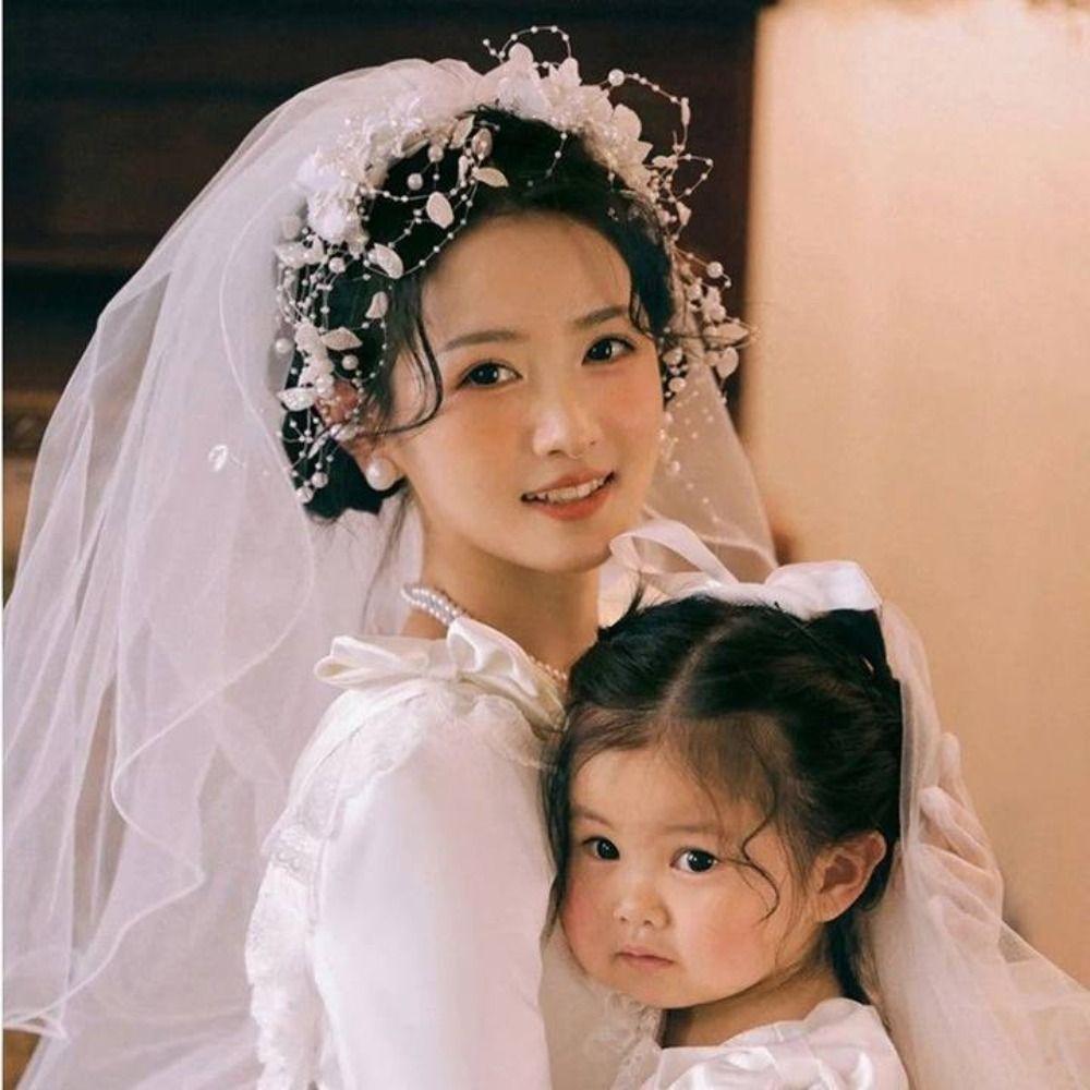 French Style Bridal Headwear White Flower Photography Headband Fairy Bride Headdress  Hair Jewelry