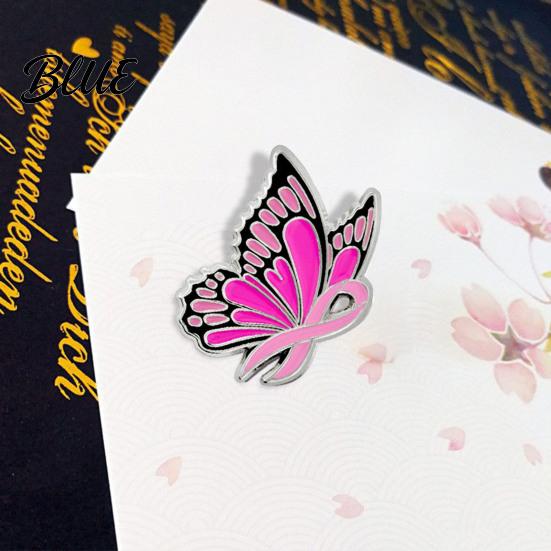 Cardigan Brooch Women Enamel Butterfly Design Healing Ribbon Pin Dripping