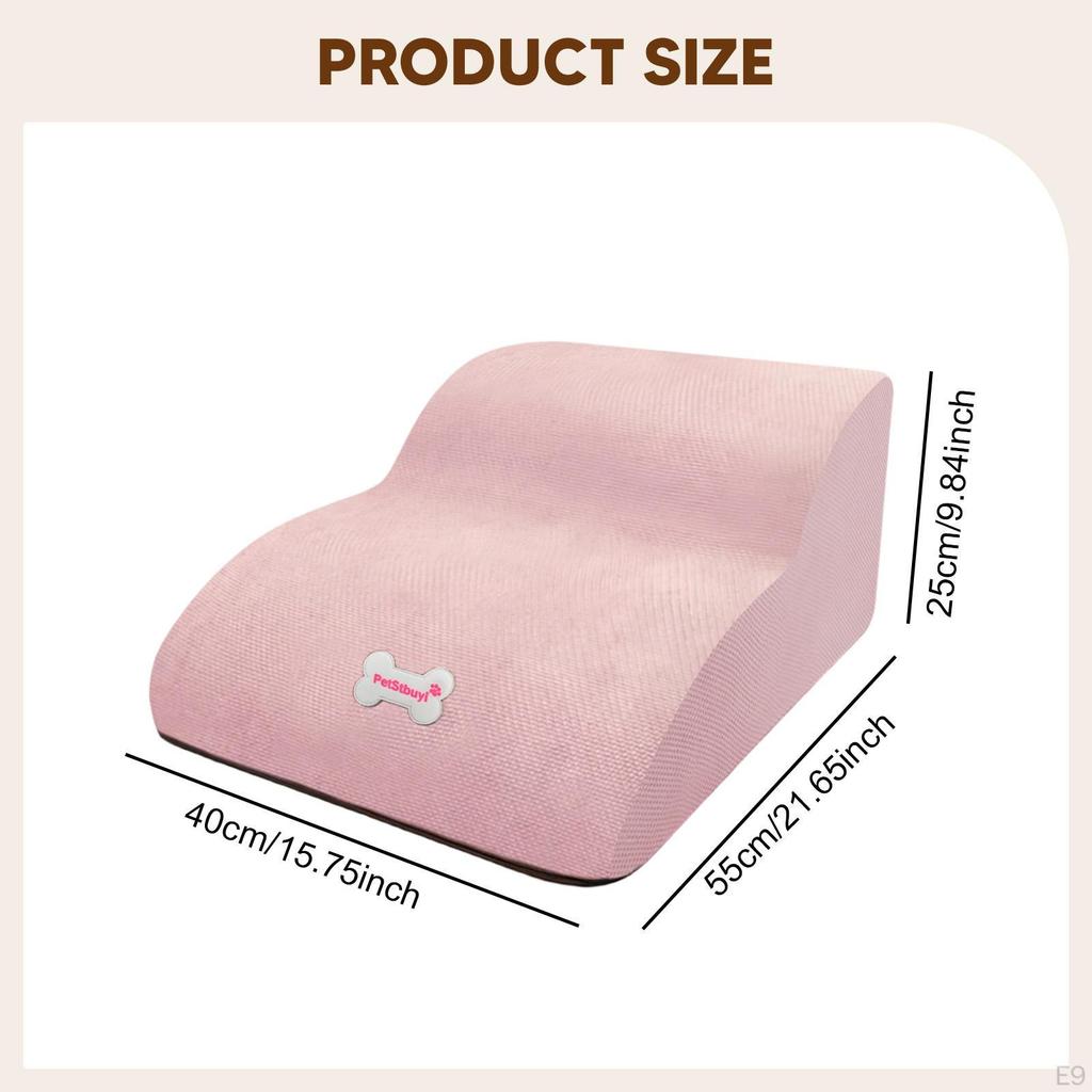 2 Step Dog Stairs Slope Stair Anti Slip Comfortable Removable Cover Multipurpose Gentle