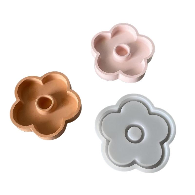 Flexible Long Candle Tray Food Grade Silicone Flower Design Heatproof Decorative Serving Dish For Tabletop Display 1