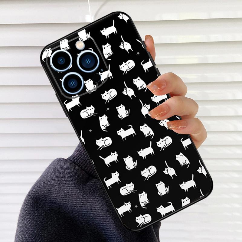 Cartoon Cute Cats Phone Case For iPhone 16 15 14 13 11 12 17 Pro Max mini 15 16 Plus 16e 17 Air Cover Fundas