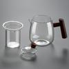 Heat-Resistant Glass Teapot with Wooden Handle and Filter
