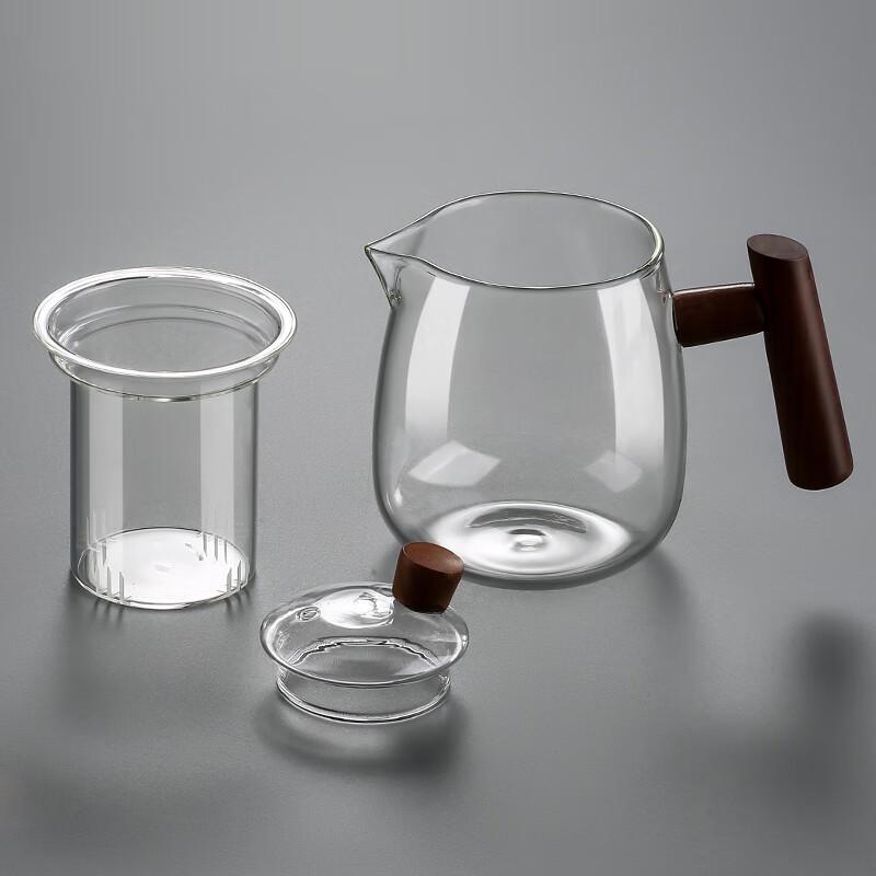 Heat-Resistant Glass Teapot with Wooden Handle and Filter
