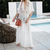 European & American Cotton Floral Lace Beach Cardigan: Sexy Lace-up Bikini Cover-up for Vacation Sun Protection