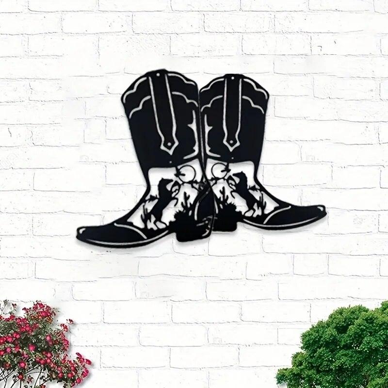 

CIFBUY Ковбойские Сапоги Металлические Настенные Искусства Ковбойский Стиль Черный Металл Художественный Знак Декор Гостиная Пастушка Большой Открытый Настенный Декор Домашний Декор