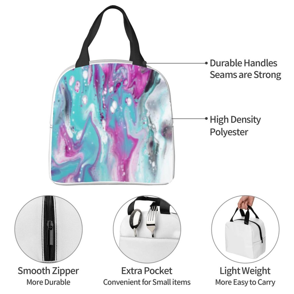 Ink Painting Marble Portable Aluminum Foil Thickened Insulated Office Lunch Bag Waterproof Lunchs Bags Tote Bags